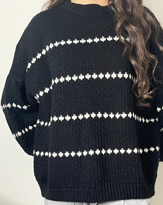 PULL maille noir oversize à rayures