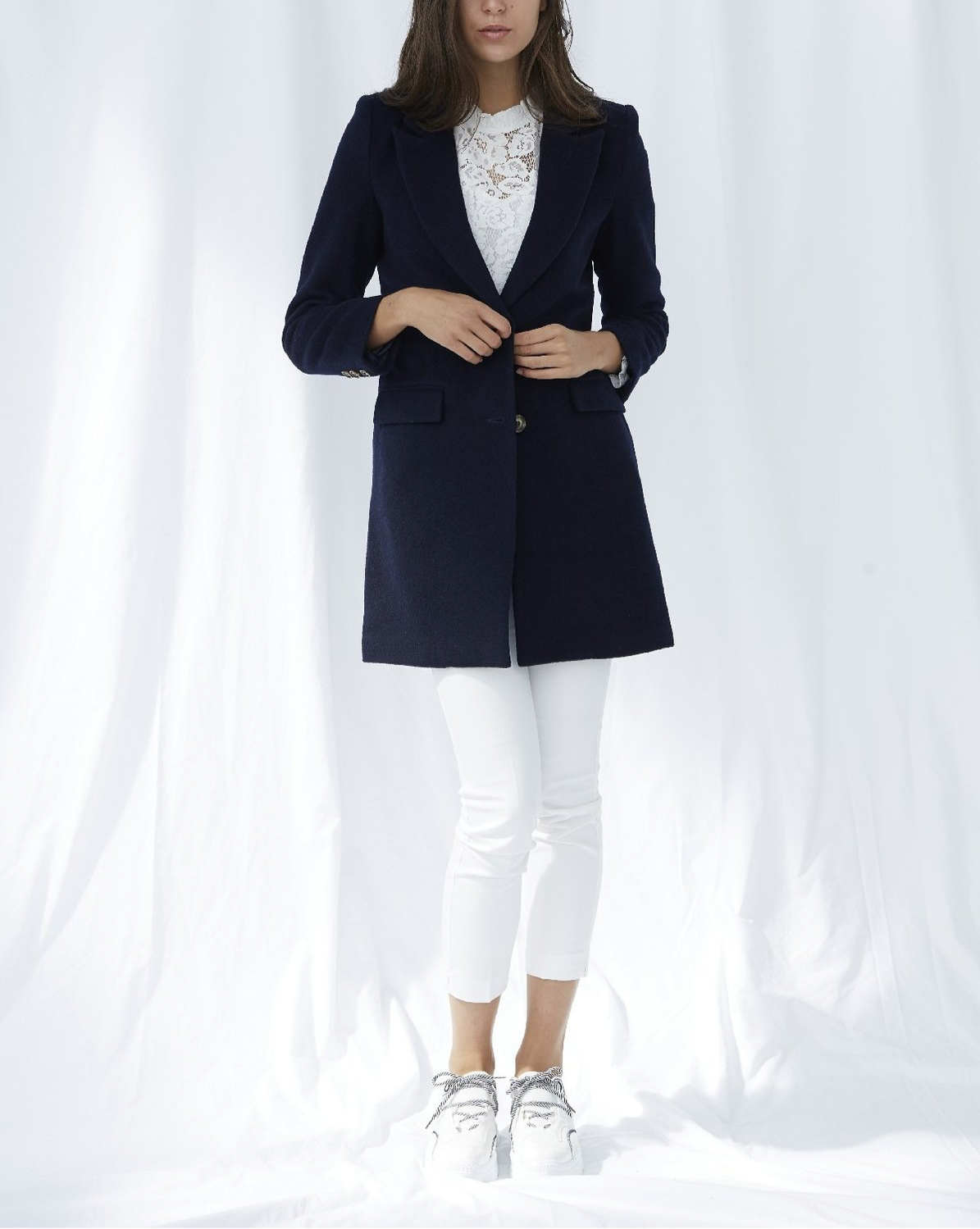 MANTEAU blazer en laine bleu marine