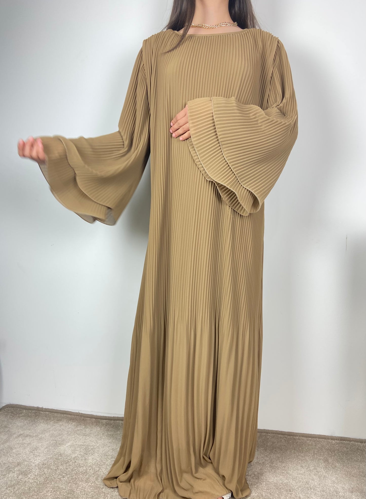 Robe plissé marron