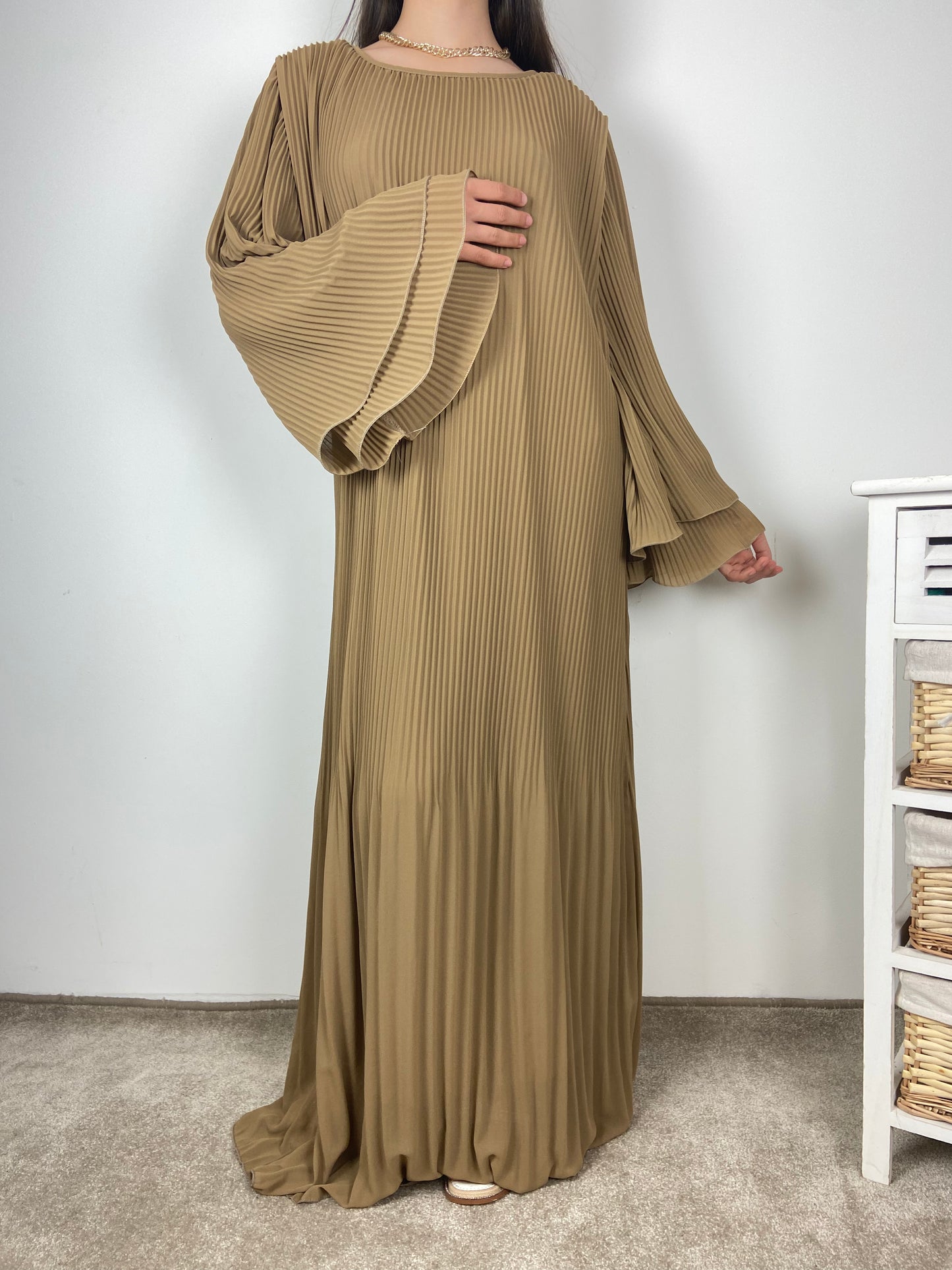 Robe plissé marron