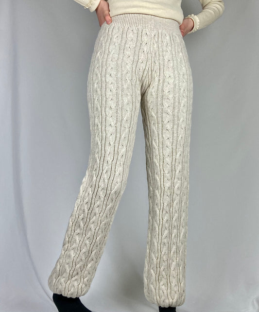 PANTALON effet laine tressée beige