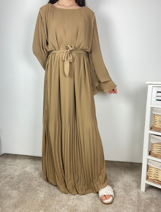 Robe plissé marron