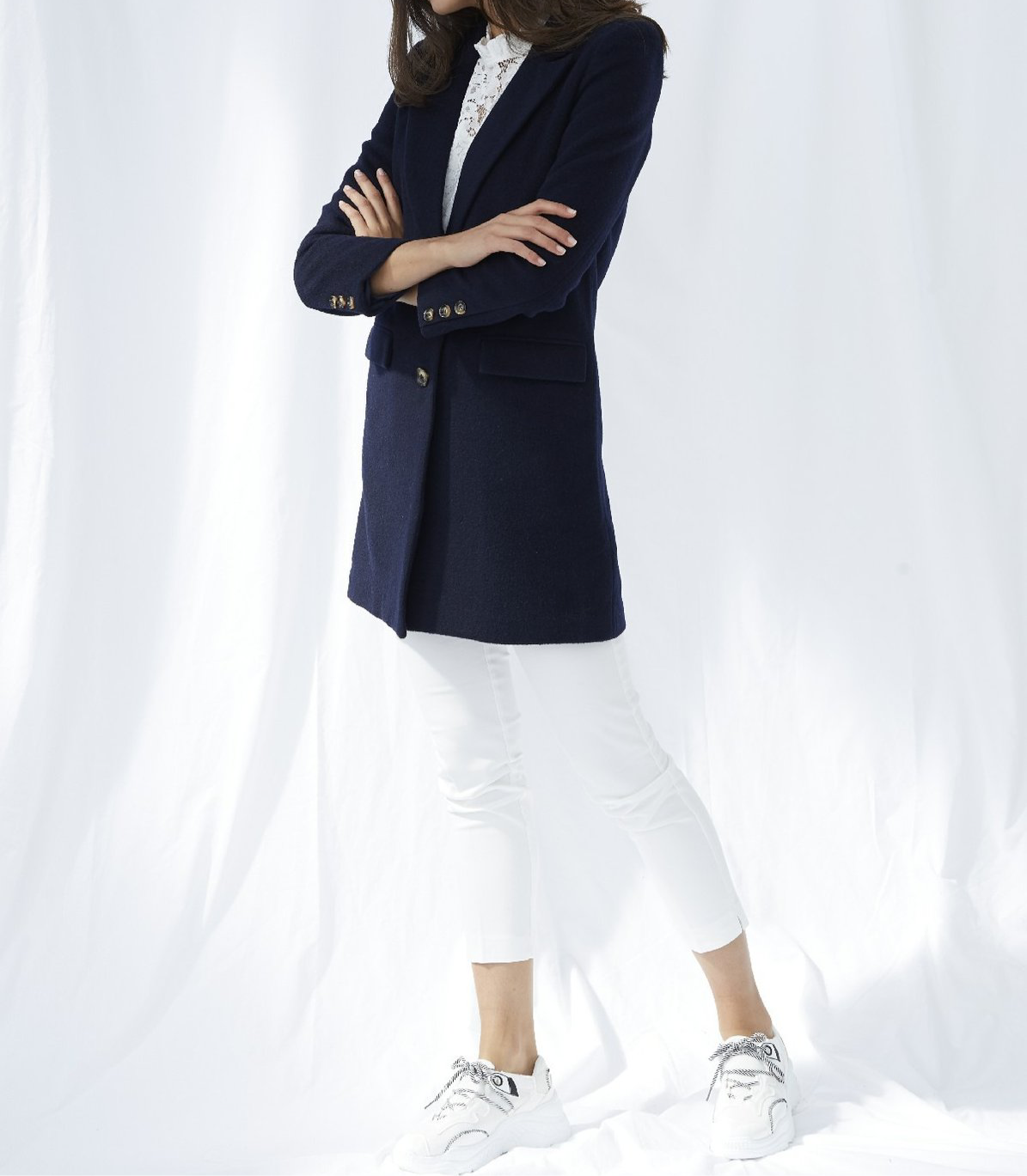 MANTEAU blazer en laine bleu marine